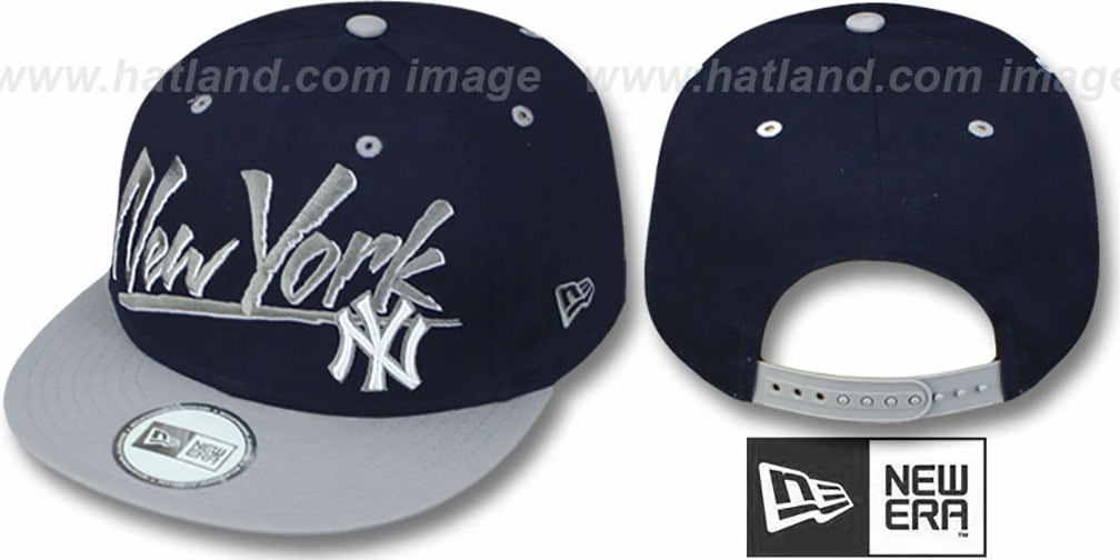 Yankees '2T MLB RETRO-WORD SNAPBACK' Navy-Grey Adjustable Hat by New Era