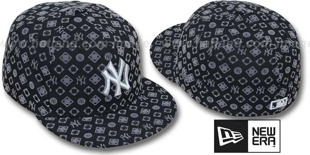 Yankees 'D-LUX ALL-OVER' Black-Grey Fitted Hat by New Era