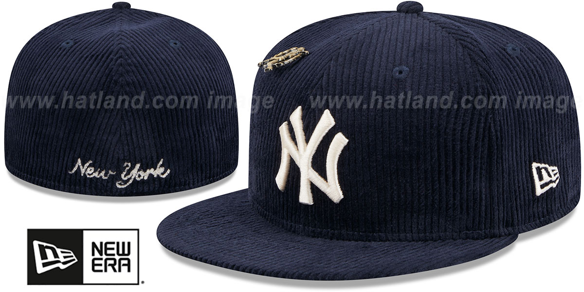 Yankees 'LETTERMAN PIN CORDUROY' Navy Fitted Hat by New Era