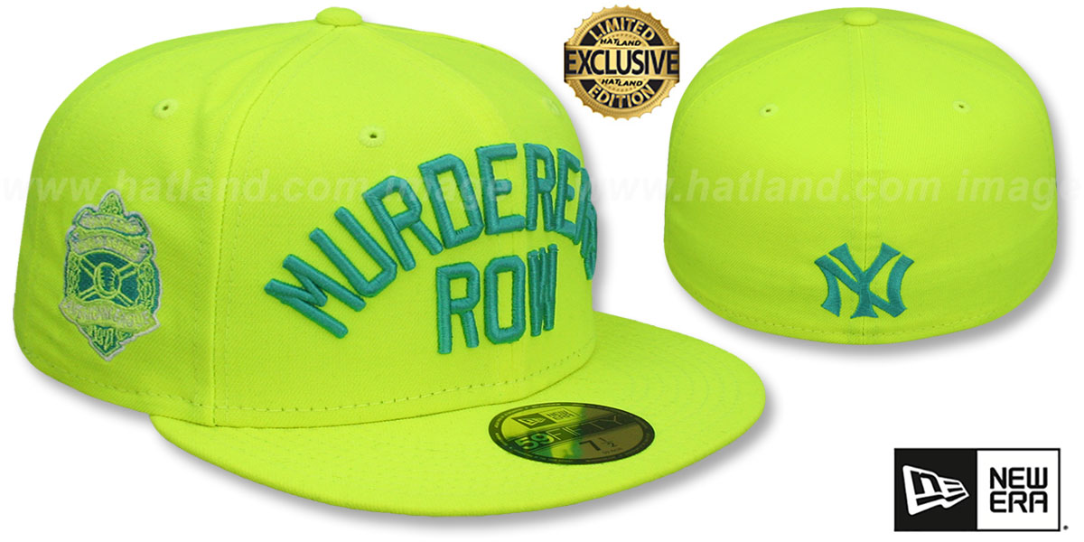 Yankees 'MURDERERS ROW' PATCH-BOTTOM Yellow-Teal Fitted Hat by New Era