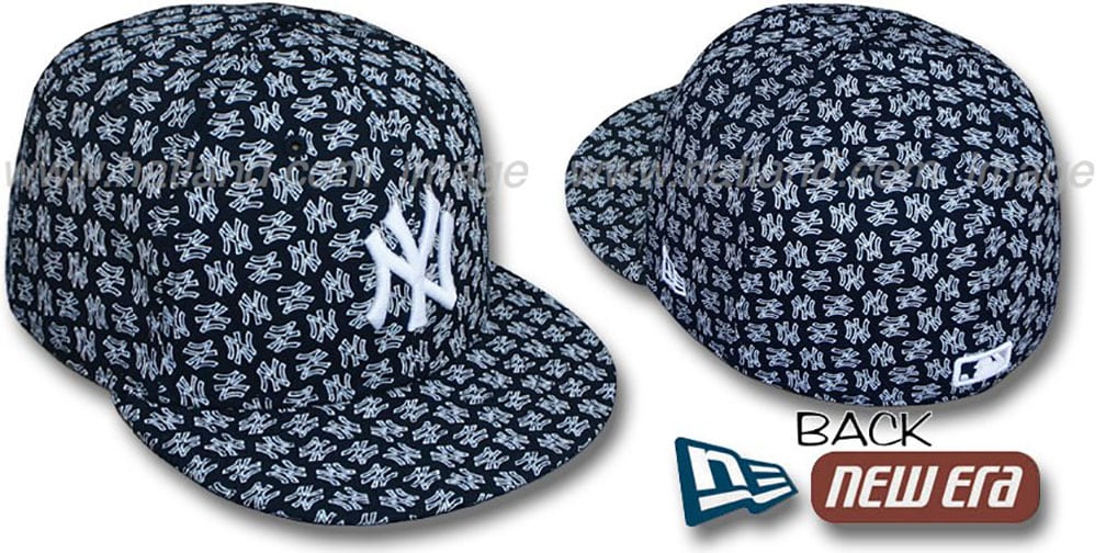 Yankees NY 'ALL-OVER FLOCKING' Navy-White Fitted Hat by New Era