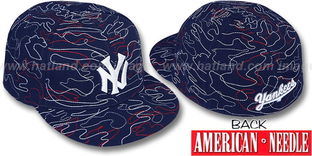 Yankees 'SILLY STRING ALL-OVER' Navy Fitted Hat by American Needle