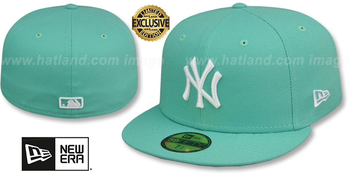 Yankees 'TEAM-BASIC' Mint-White Fitted Hat by New Era