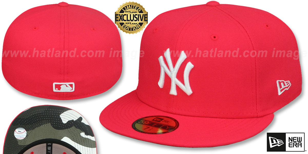 Yankees 'URBAN CAMO-BOTTOM' Lava Red Fitted Hat by New Era