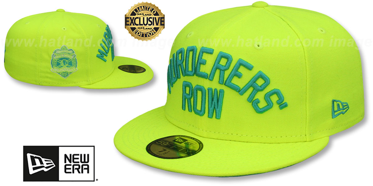 Yankees 'MURDERERS ROW' PATCH-BOTTOM Yellow-Teal Fitted Hat by New Era