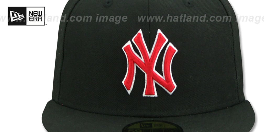 Yankees 'TEAM-BASIC' Black-Red Fitted Hat by New Era