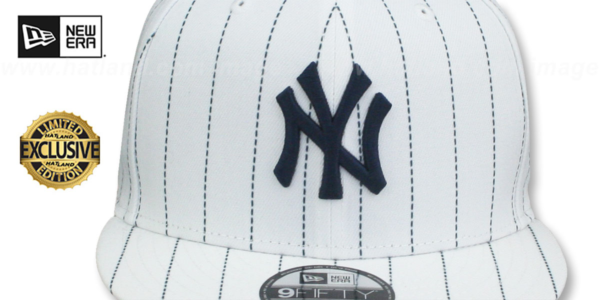 Yankees 'TEAM-BASIC PINSTRIPE SNAPBACK' White-Navy Hat by New Era