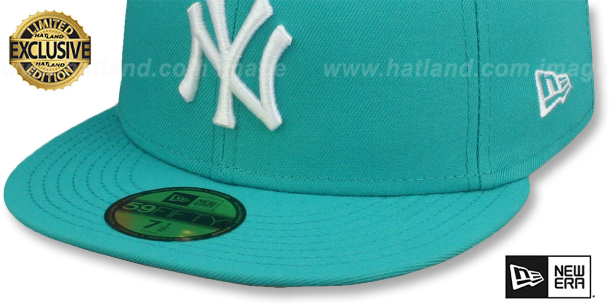 Yankees 'TEAM-BASIC' Teal-White Fitted Hat by New Era