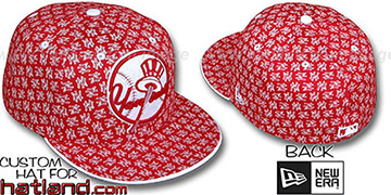 Yankees BIG-ONE 'ALL-OVER FLOCKING' Red-White Fitted Hat by New Era