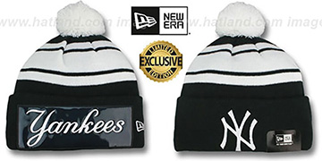 Yankees 'BIG-SCREEN' Black-White Knit Beanie Hat by New Era