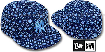 Yankees 'D-LUX ALL-OVER' Navy-Columbia Fitted Hat by New Era