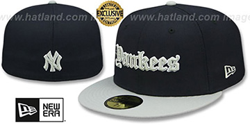 Yankees 'GOTHIC TEAM-BASIC' Navy-Grey Fitted Hat by New Era
