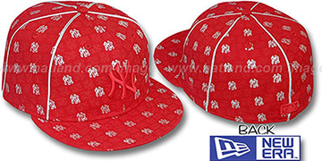 Yankees 'KWAN ALL-OVER FLOCKING' Red-Silver Fitted Hat by New Era