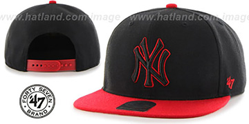 Yankees 'NO-SHOT SNAPBACK' Black-Red Hat by Twins 47 Brand