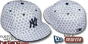 Yankees NY 'ALL-OVER FLOCKING' White-Navy Fitted Hat by New Era