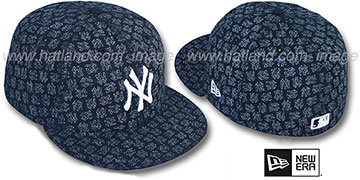 Yankees NY 'FADE ALL-OVER FLOCKING' Navy-White Fitted Hat by New Era