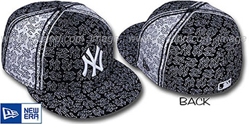 Yankees NY-'PJs FLOCKING PINWHEEL' Black-White Fitted Hat by New Era
