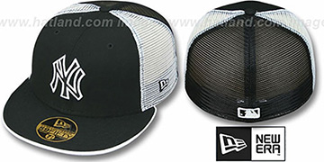Yankees 'PW MESH-BACK' Black-White Fitted Hat by New Era