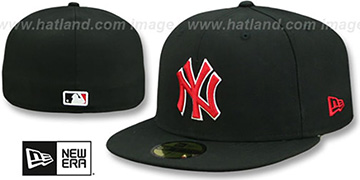 Yankees 'TEAM-BASIC' Black-Red Fitted Hat by New Era