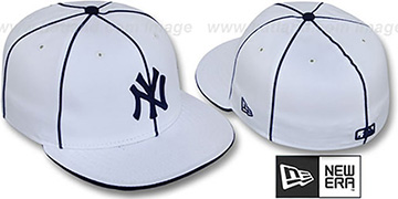 Yankees 'TEAM PIPING' White-Navy Fitted Hat by New Era