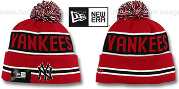 Yankees 'THE-COACH' Red-Black Knit Beanie Hat by New Era